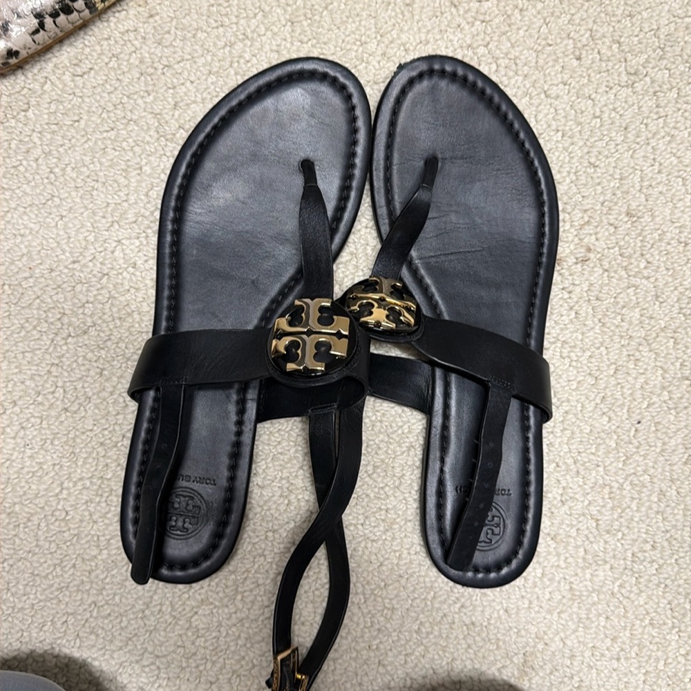 Black leather Tory Burch sandals